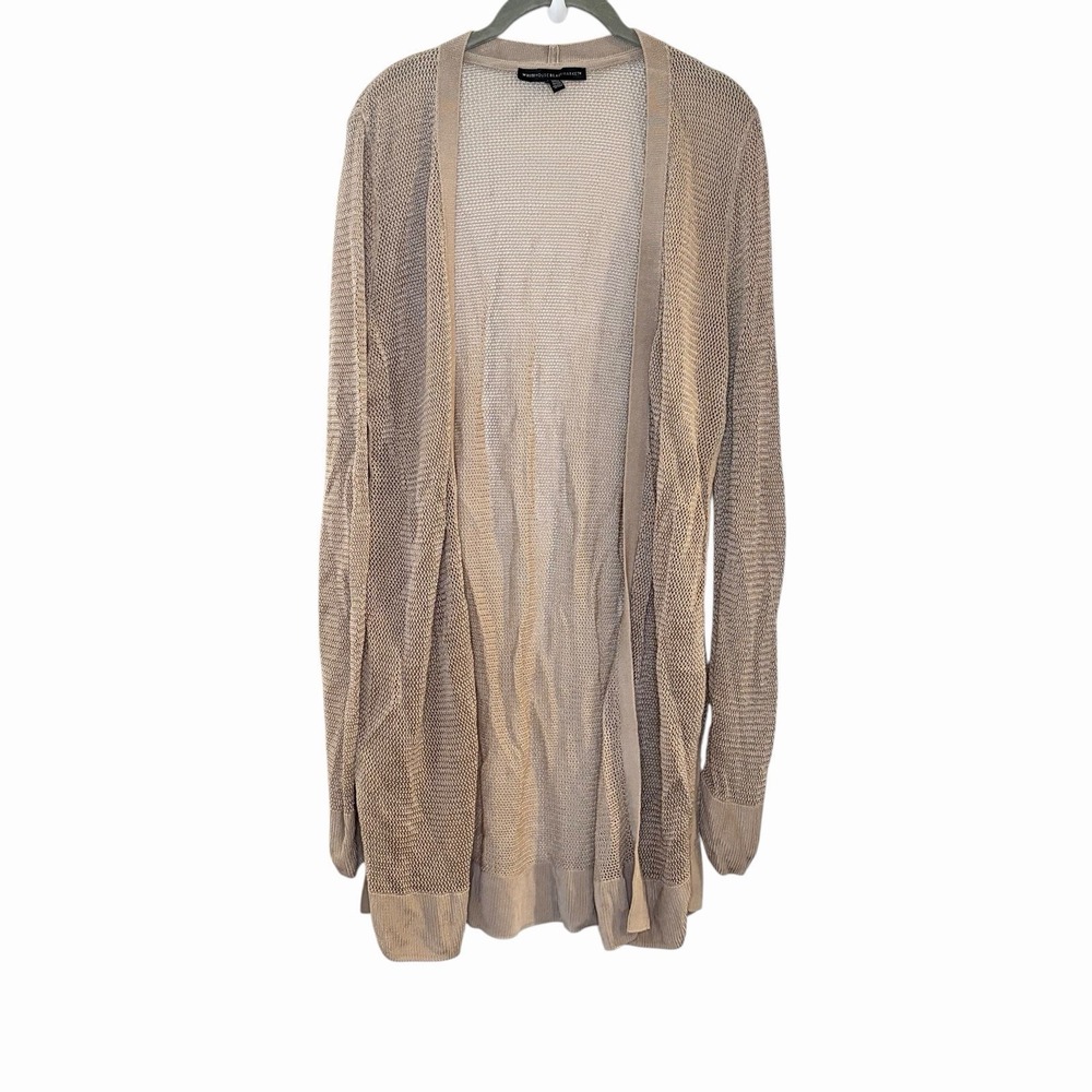 White House Black Market Beige Open Knit Duster Cardigan Sweater Lightweight XL‎